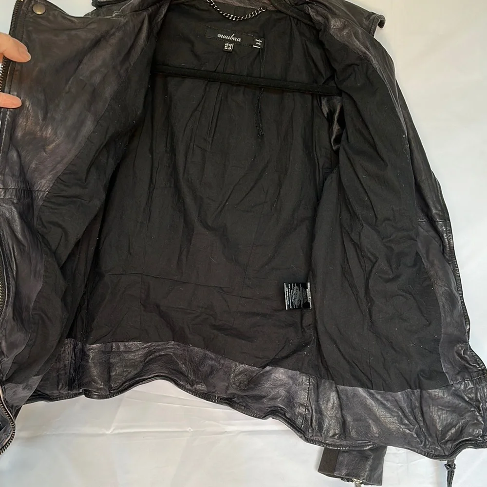 Muubaa Black Leather Biker Jacket - Picture 5 of 7